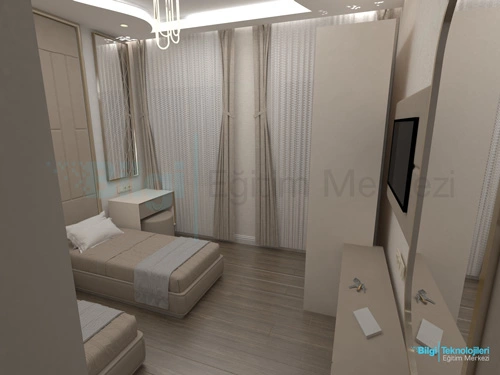 Şişli Mecidiyeköy 3D Max Kursu 3D Max Eğitimi Otel Odası Çizimi